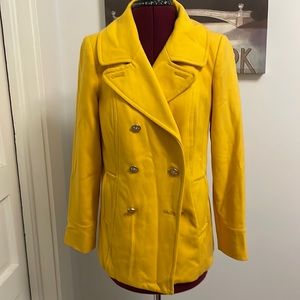 Yellow wool old navy pea coat with gold buttons